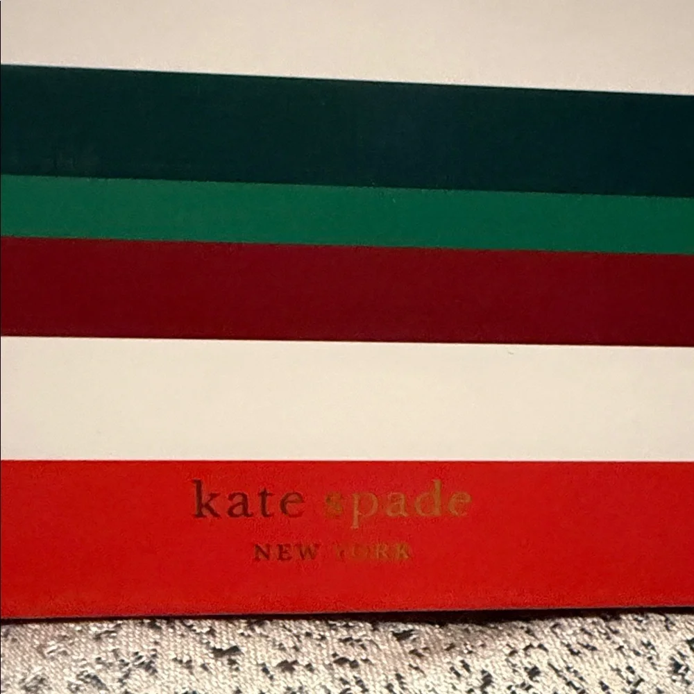 Kate Spade Jolly Stripe Memory Book with Red and Green with slide in case Gold